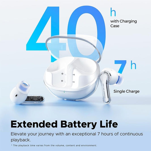 SoundPEATS Clear True Wireless Inexpensive Earbuds, Bluetooth 5.3 12mm, 2 Mic with ENC, Clear Calls with Deep Bass, Game Mode, 40H, IPX4, APP Customize EQ - White